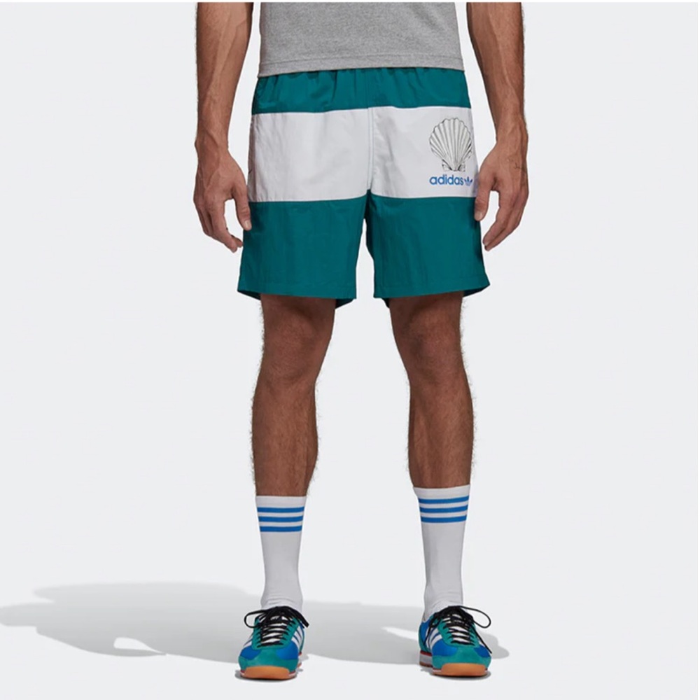 Noah X Adidas Originals Green Colorblock Shorts with Shell